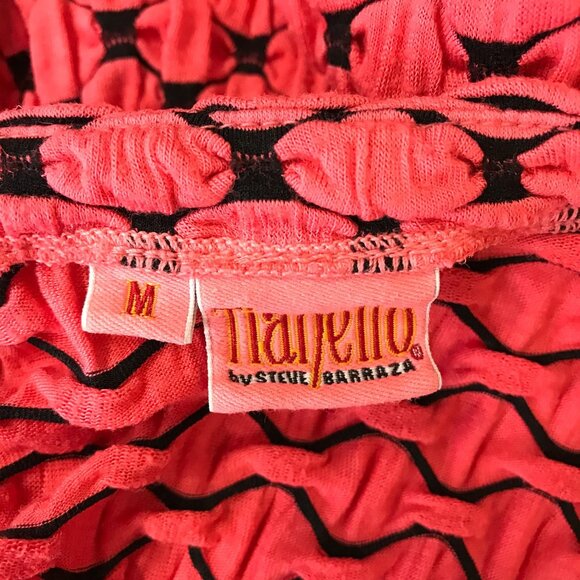 Tianello Womens Red Smocked Long Sleeve Semi Fitted Scooped Neck Blouse Size M - Picture 5 of 6